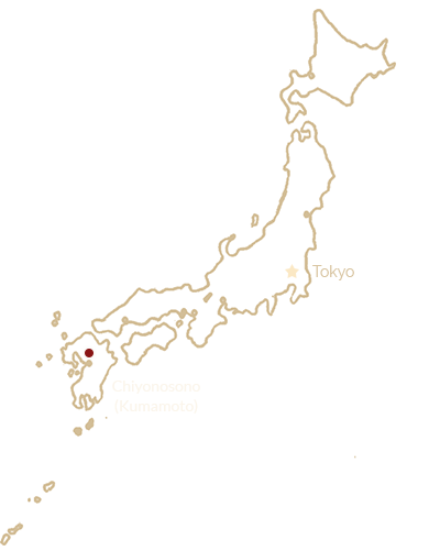 Chiyonosono marked on a map of Japan