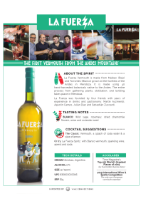 La Fuerza Blanco Vermouth Product Sheet