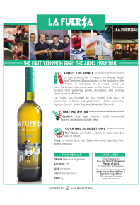 La Fuerza Blanco Vermouth Product Sheet